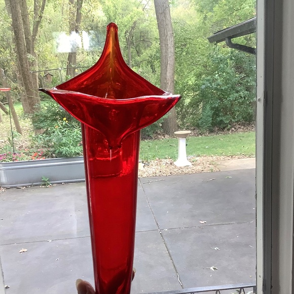 Blown Glass Hanging Vase Red Jack in the Pulpit Shape - Picture 9 of 10